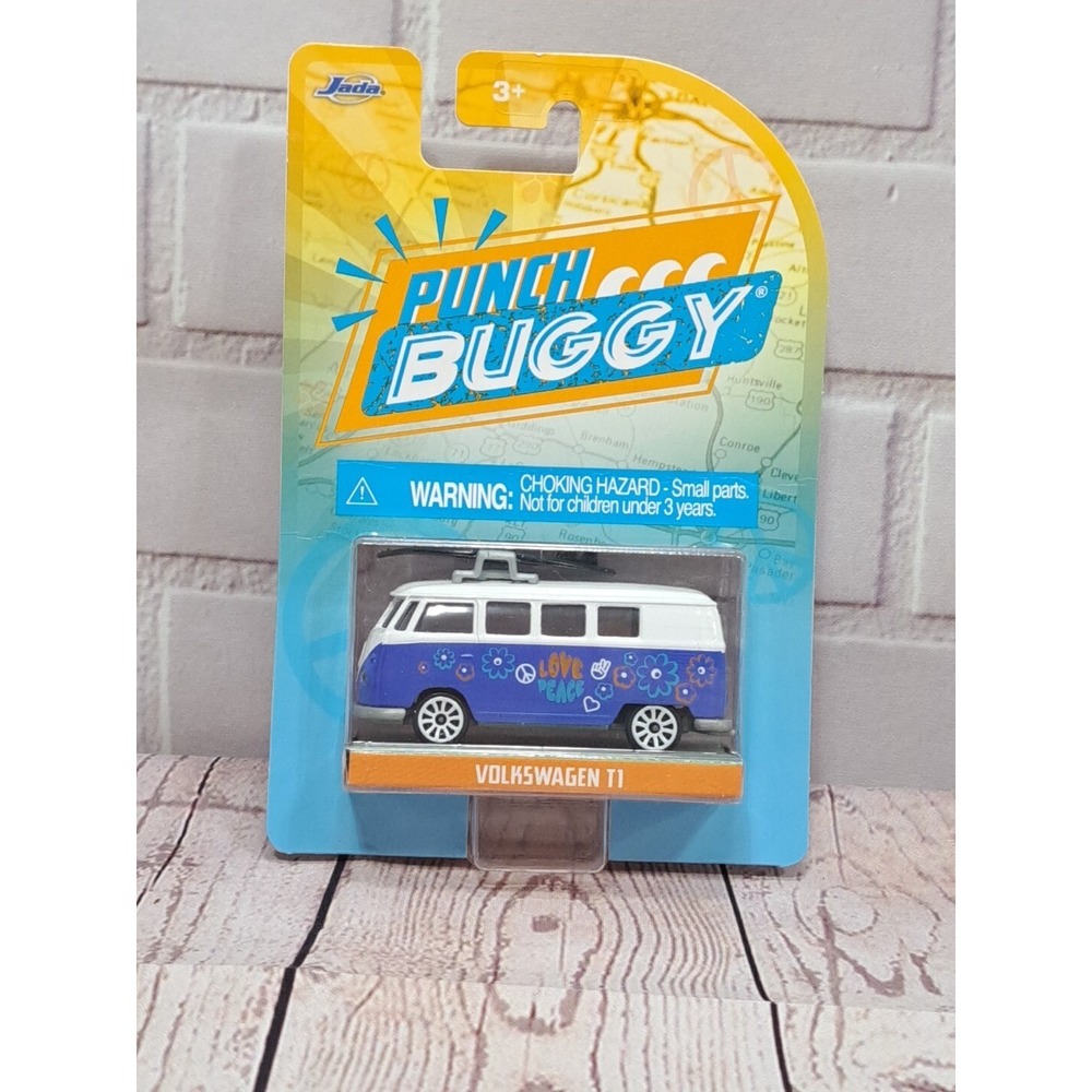 Jada 1:64 Punch Buggy Slug Bug Volkswagen T1 Van Love & Piece (Blue/White) NEW